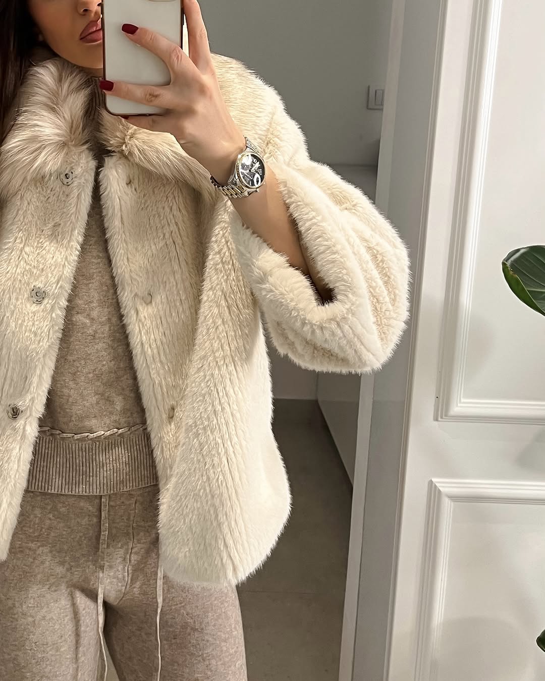 Ivory Faux Fur Jacket